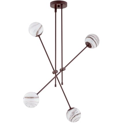 Argon 1842 - Hanglamp met vaste pendel ABSOS 4xE14/7W/230V albast bruin