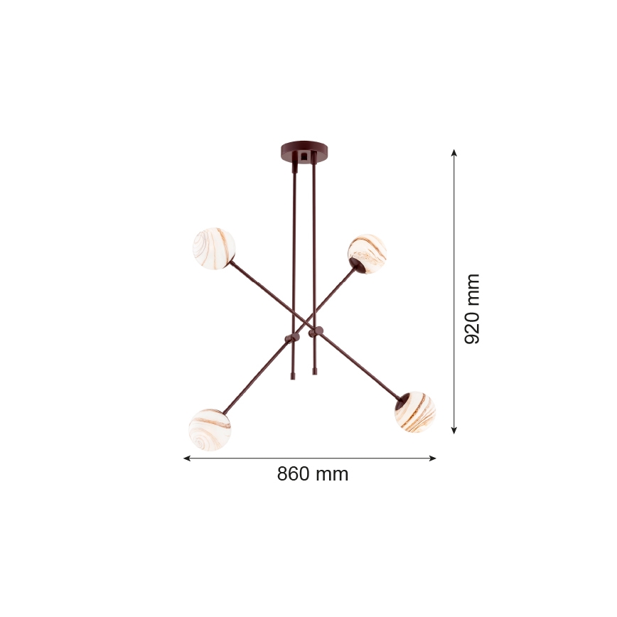 Argon 1842 - Hanglamp met vaste pendel ABSOS 4xE14/7W/230V albast bruin