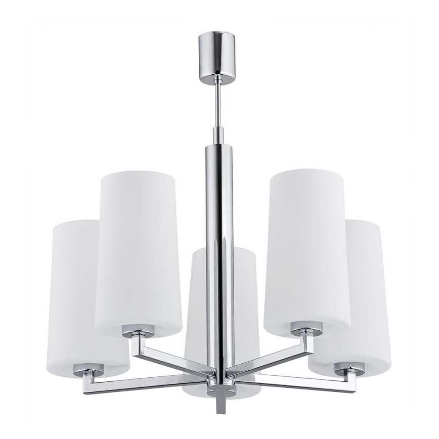 Argon 2053 - Hanglamp aan een paal CAMELOT 5xE27/15W/230V glanzend chroom