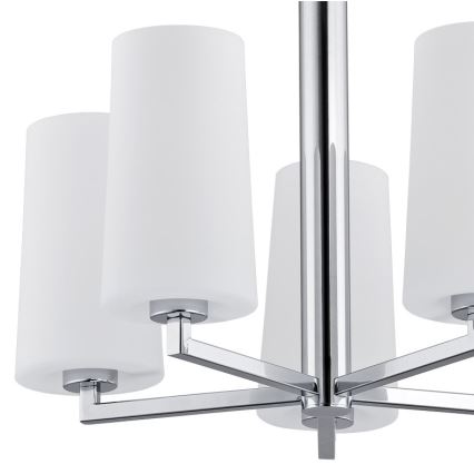 Argon 2053 - Hanglamp aan een paal CAMELOT 5xE27/15W/230V glanzend chroom