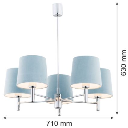 Argon 2076 - Hanglamp met vaste pendel BOLZANO 5xE27/15W/230V grijs