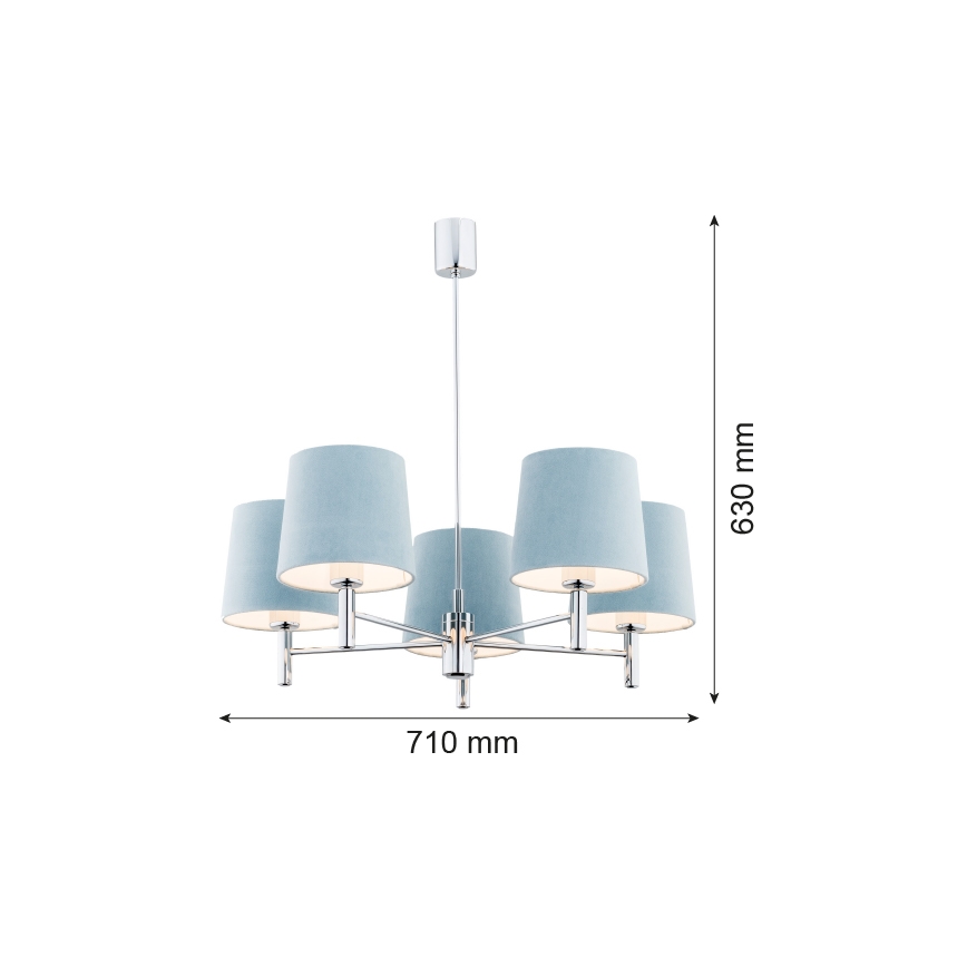 Argon 2076 - Hanglamp met vaste pendel BOLZANO 5xE27/15W/230V grijs