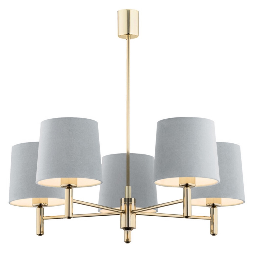 Argon 2085 - Hanglamp aan stang PONTE 5xE27/15W/230V messing/blauw