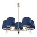 Argon 2086 - Hanglamp aan stang PONTE 5xE27/15W/230V messing/blauw