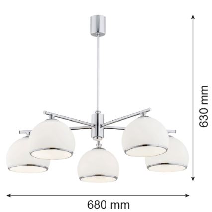 Argon 2087 - Hanglamp met vaste pendel MARBELLA 5xE27/15W/230V glanzend chroom