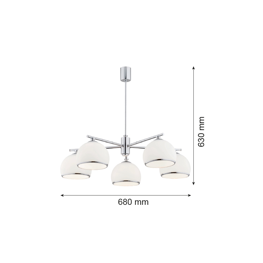 Argon 2087 - Hanglamp met vaste pendel MARBELLA 5xE27/15W/230V glanzend chroom