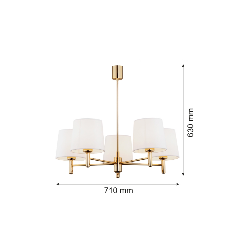Argon 2106 - Hanglamp aan een paal PONTE 5xE27/15W/230V messing/crème