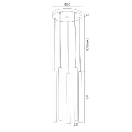 Argon 2109 - LED Hanglamp aan een koord SICILIA 5xLED/4,5W/230V