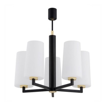 Argon 2114 - Hanglamp aan een paal CAMELOT PLUS 5xE27/15W/230V zwart/wit/goud