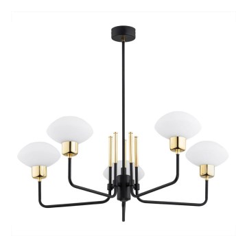 Argon 2128 - Hanglamp aan een paal RAVELLO 5xE14/15W/230V zwart/goud
