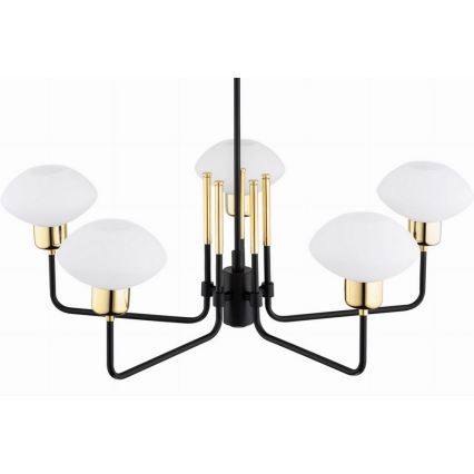 Argon 2128 - Hanglamp aan een paal RAVELLO 5xE14/15W/230V zwart/goud