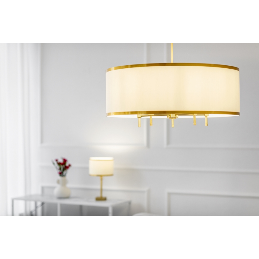 Argon 2132 - Hanglamp aan een koord ABBANO 5xE14/7W/230V messing/wit