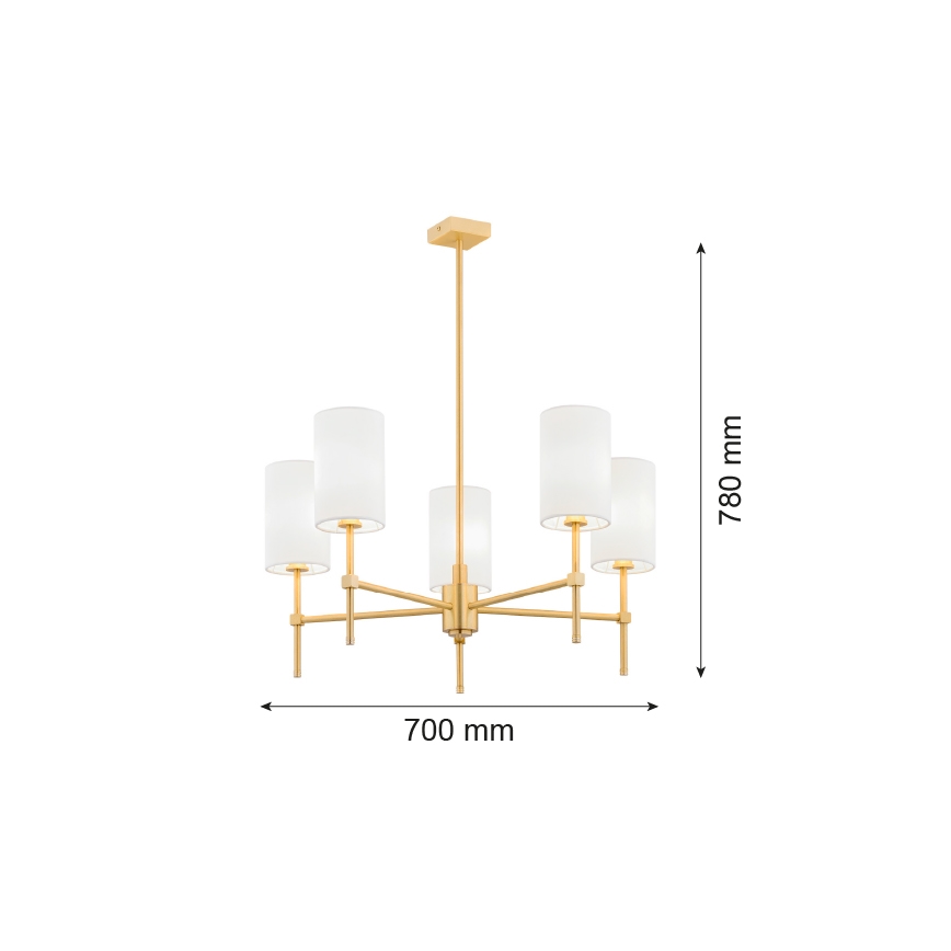 Argon 2134 - Hanglamp aan een paal ABRUZZO 5xE14/15W/230V messing/wit