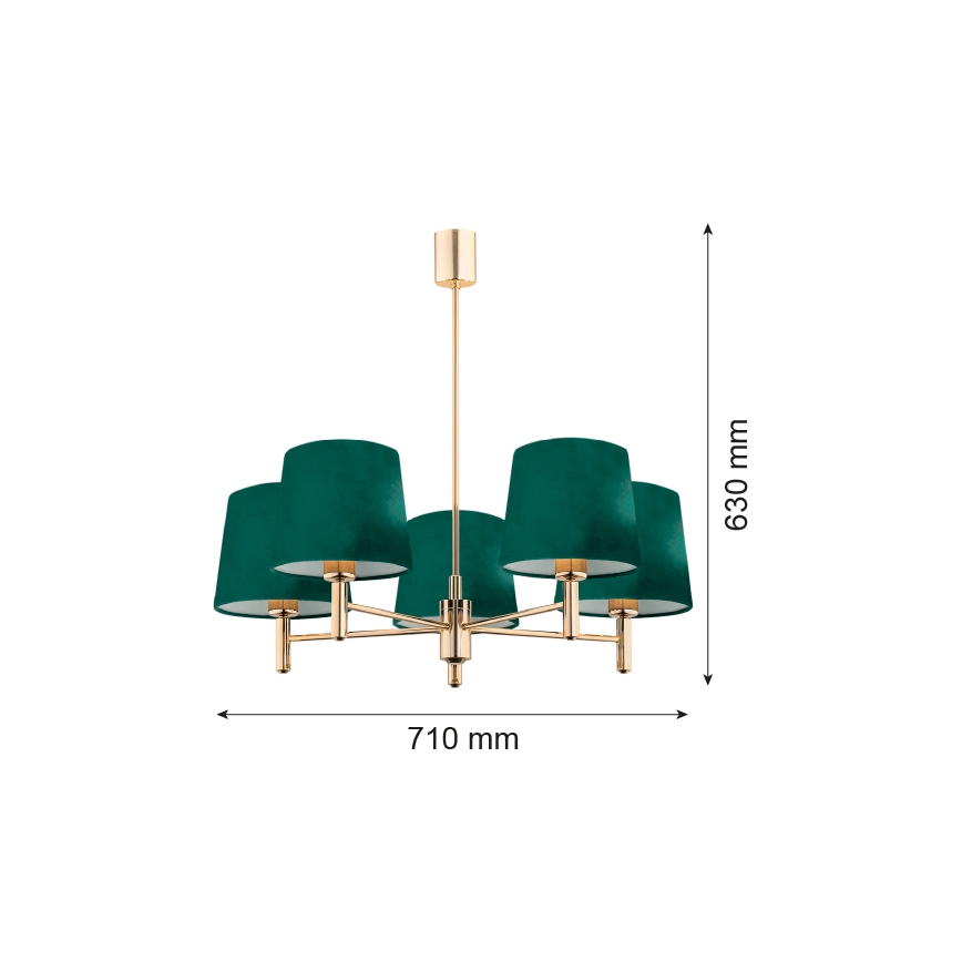 Argon 2145 - Hanglamp  PONTE 5xE27/15W/230V groen/messing