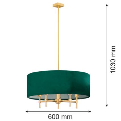 Argon 2146 - Hanglamp  ABBANO 5xE14/7W/230V messing/groen