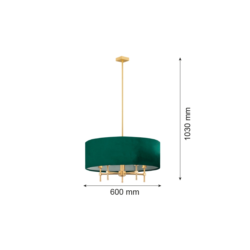 Argon 2146 - Hanglamp  ABBANO 5xE14/7W/230V messing/groen