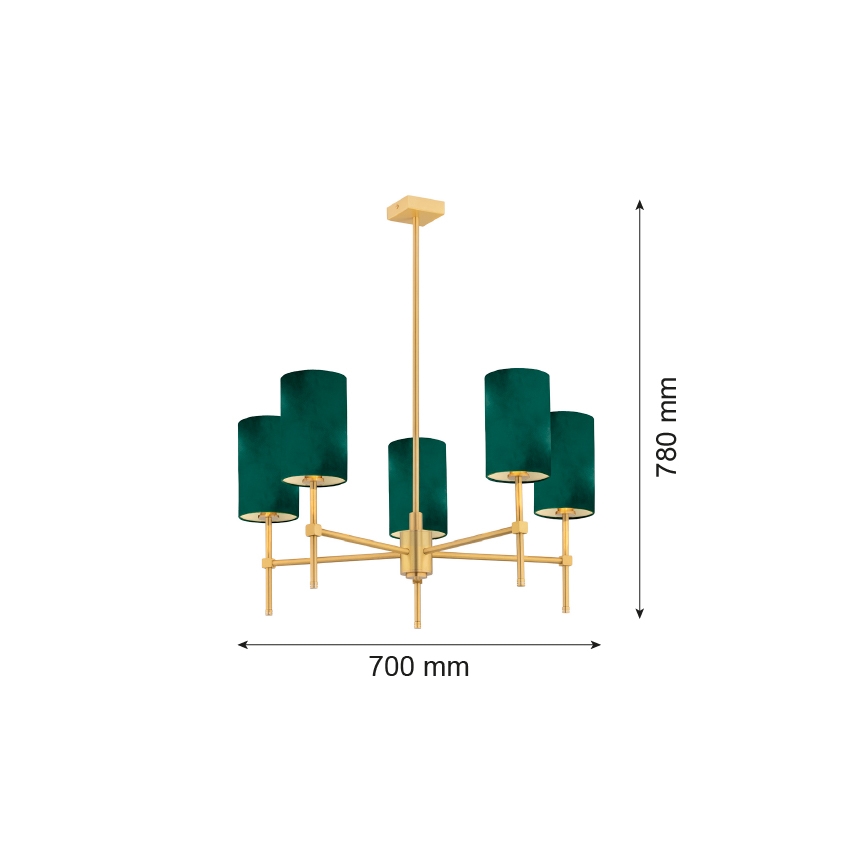 Argon 2147 - Hanglamp  ABRUZZO 5xE14/7W/230V messing/groen