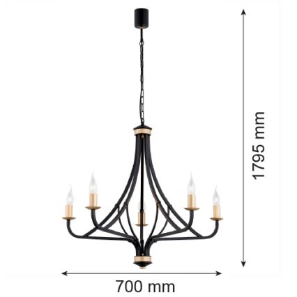 Argon 2171 - Hanglamp aan een ketting LORENZO 5xE14/7W/230V