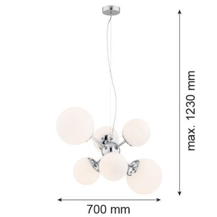 Argon 2531 - Hanglamp aan een koord SATELITE 6xE27/15W/230V glanzend chroom