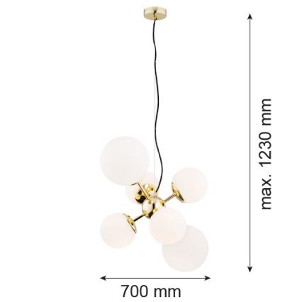 Argon 2532 - Hanglamp aan een koord SATELITE 6xE27/15W/230V goud