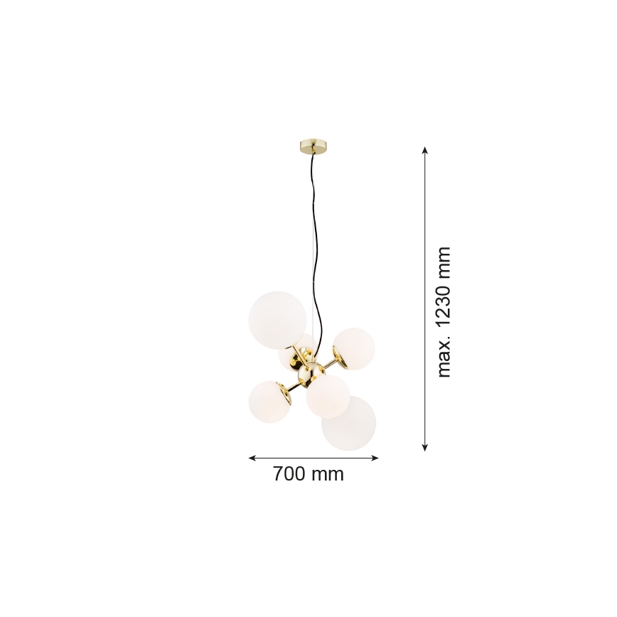 Argon 2532 - Hanglamp aan een koord SATELITE 6xE27/15W/230V goud
