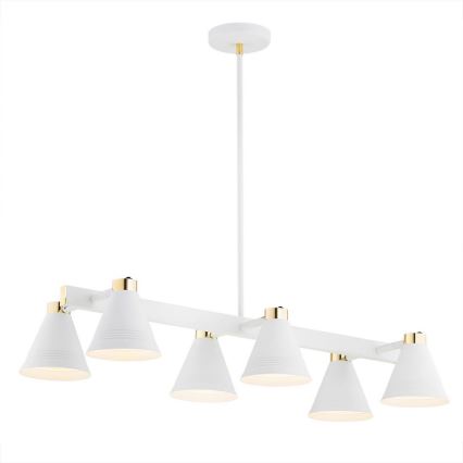 Argon 2551 - Hanglamp aan een paal AVALONE 6xE27/15W/230V wit/goud