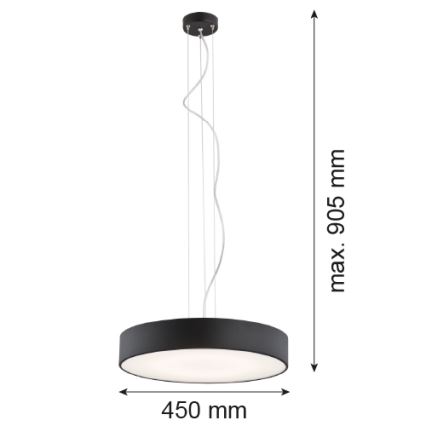 Argon 3352 - Hanglamp DARLING LED/35W/230V Ø 45 cm zwart