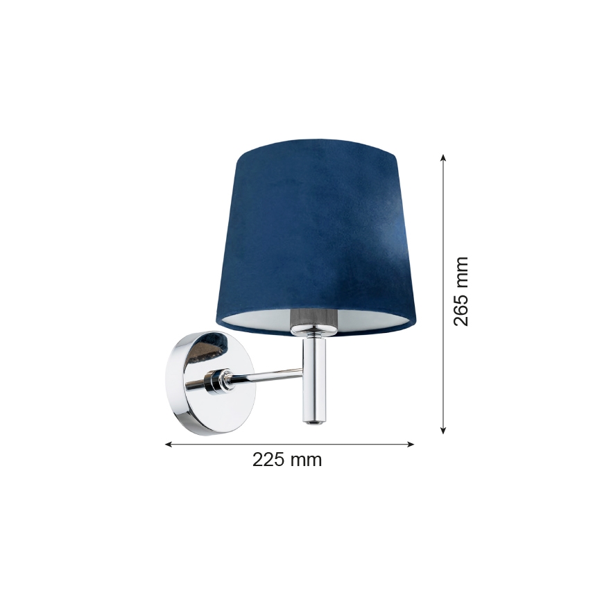 Argon 3908 - Wand Lamp BOLZANO 1xE27/15W/230V blauw/glanzend chroom
