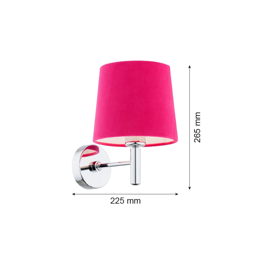 Argon 3909 - Wand Lamp BOLZANO 1xE27/15W/230V roze/glanzend chroom