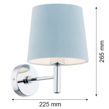 Argon 3910 - Wand Lamp BOLZANO 1xE27/15W/230V blauw/glanzend chroom