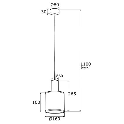 Argon 4248 - Hanglamp aan een koord HERMAN 1xE27/15W/230V messing/zwart