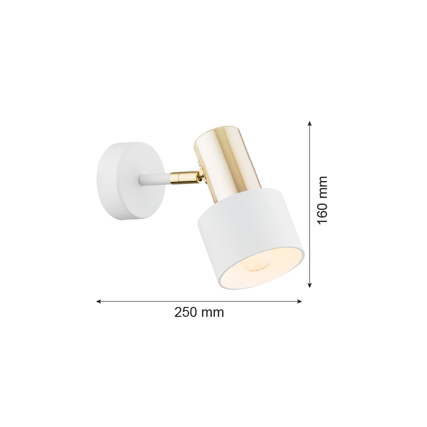 Argon 4264 - Wand Spot DORIA 1xE27/15W/230V wit / messing