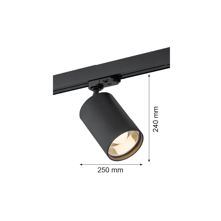 Argon 4306 - Zwarte Spot voor railsysteem BERGEN 1x E27 / 15W / 230V