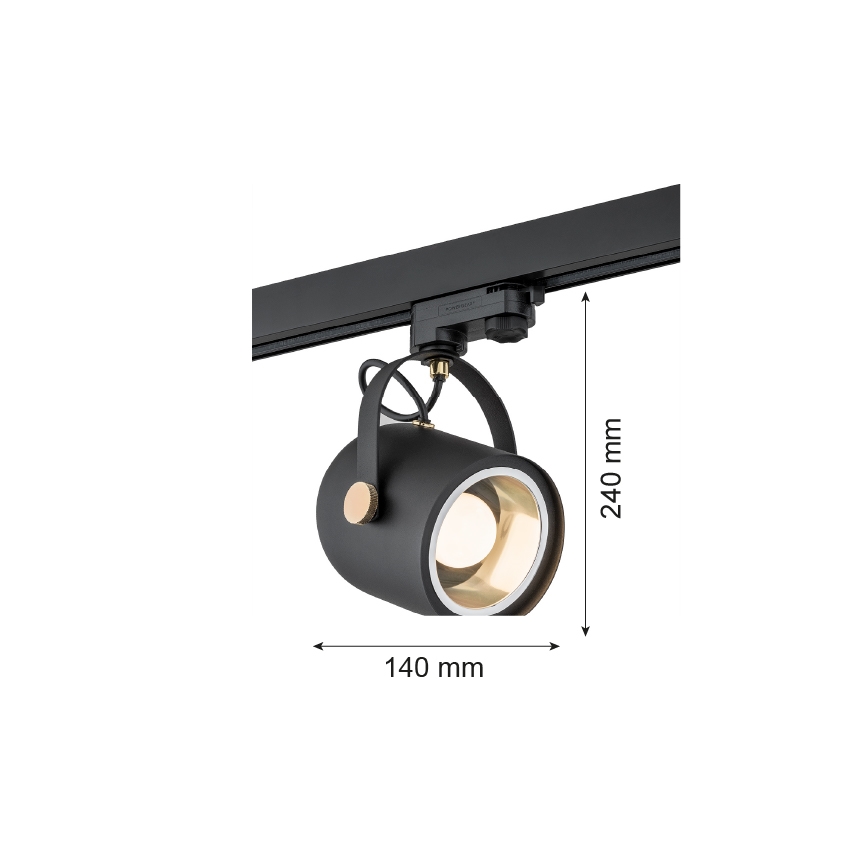 Argon 4311 - Zwarte Spot voor railsysteem NET 1x E27 / 15W / 230V