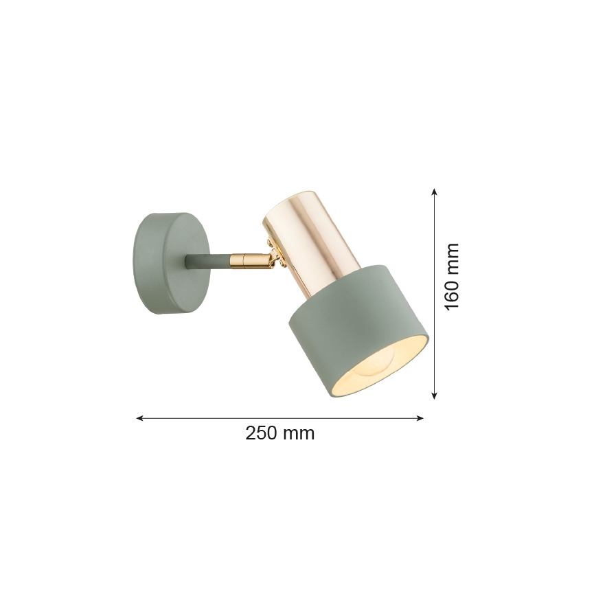 Argon 4315 - Wand Spot DORIA 1xE27/15W/230V groen / messing