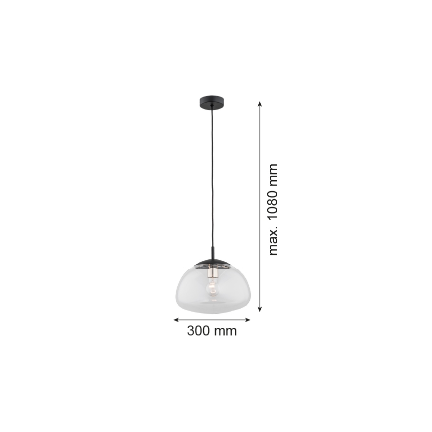 Argon 4332 - Zwarte Kroonluchter aan koord TRINI 1x E27 / 15W / 230V diameter 30 cm