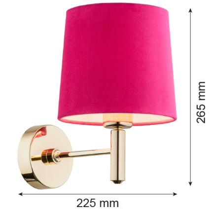Argon 4349 - Wand Lamp PONTE 1xE27/15W/230V roze/messing