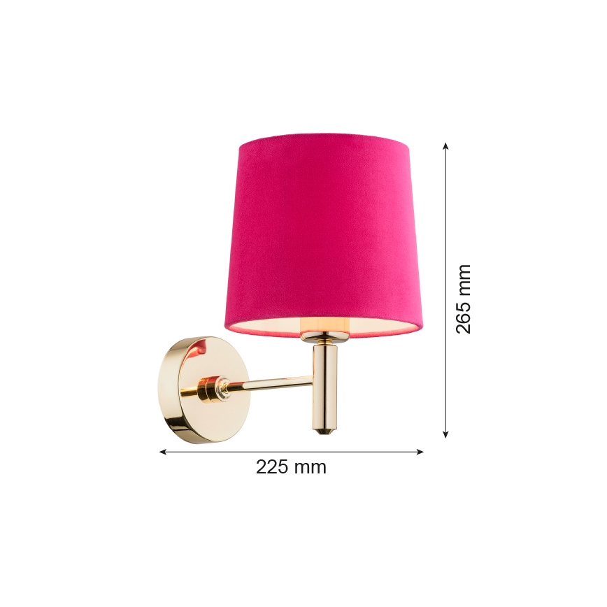 Argon 4349 - Wand Lamp PONTE 1xE27/15W/230V roze/messing