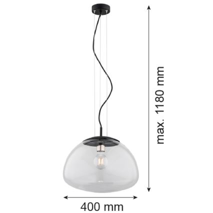 Argon 4351 - Zwarte Kroonluchter aan koord TRINI 1x E27 / 15W / 230V diameter 40 cm