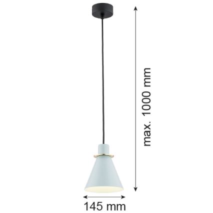 Argon 4682 - Hanglamp aan een koord BEVERLY 1xE27/15W/230V blauw/goud