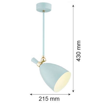 Argon 4685 - Hanglamp aan een paal CHARLOTTE 1xE27/15W/230V blauw/goud