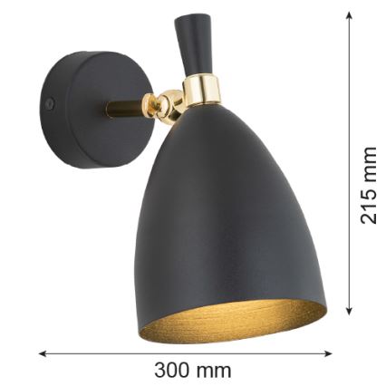 Argon 4701 - Wand Lamp CHARLOTTE 1xE27/15W/230V zwart/goud