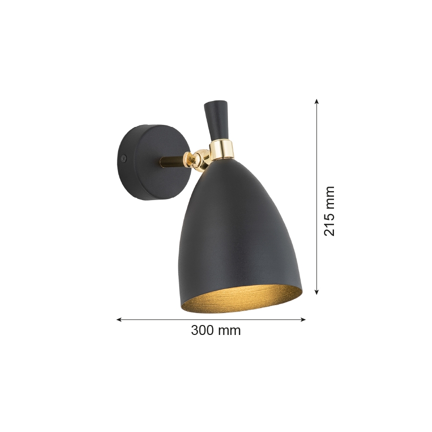 Argon 4701 - Wand Lamp CHARLOTTE 1xE27/15W/230V zwart/goud