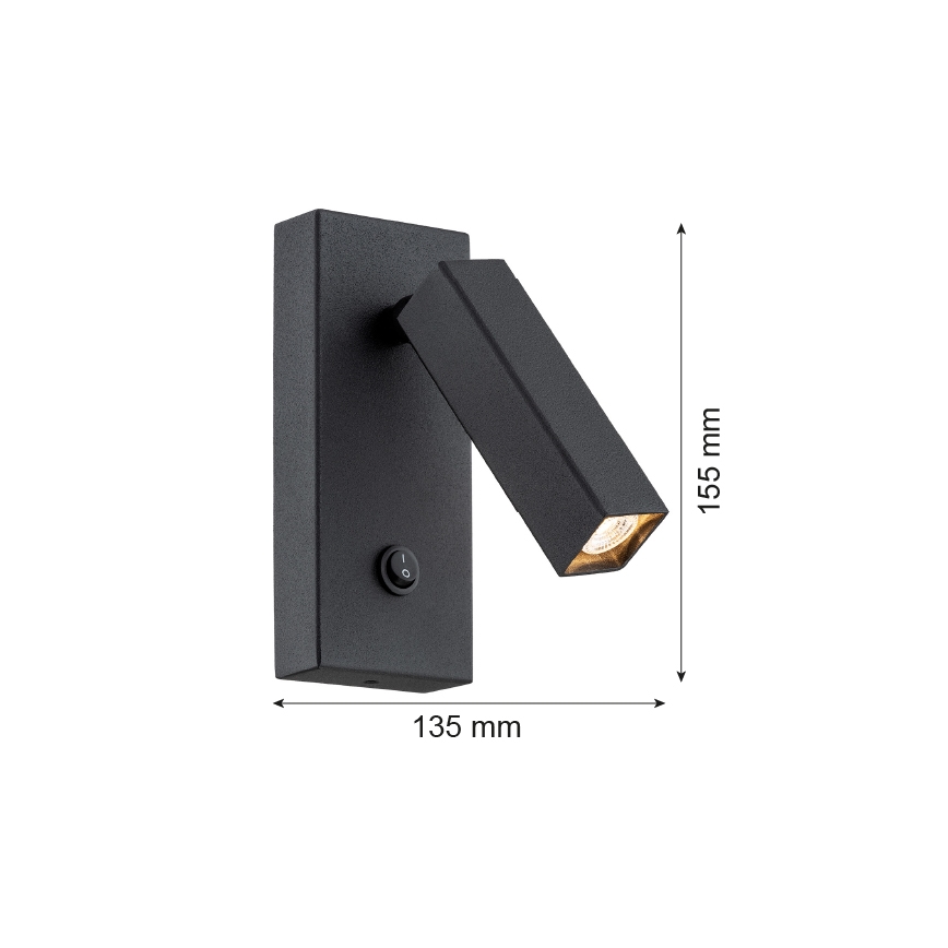 Argon 4723 - Wandspot ROCK 1xG9/6W/230V zwart