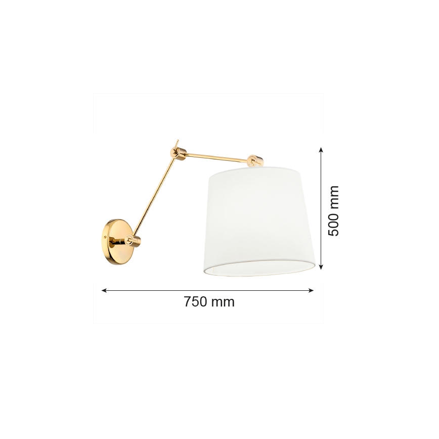 Argon 4897 - Wandlamp ZAKYNTOS PLUS 1xE27/15W/230V wit/gouden