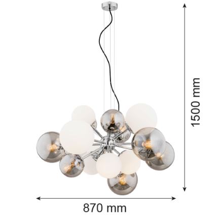 Argon 5020 - Hanglamp aan een koord SATELITE 15xE27/15W/230V glanzend chroom /wit
