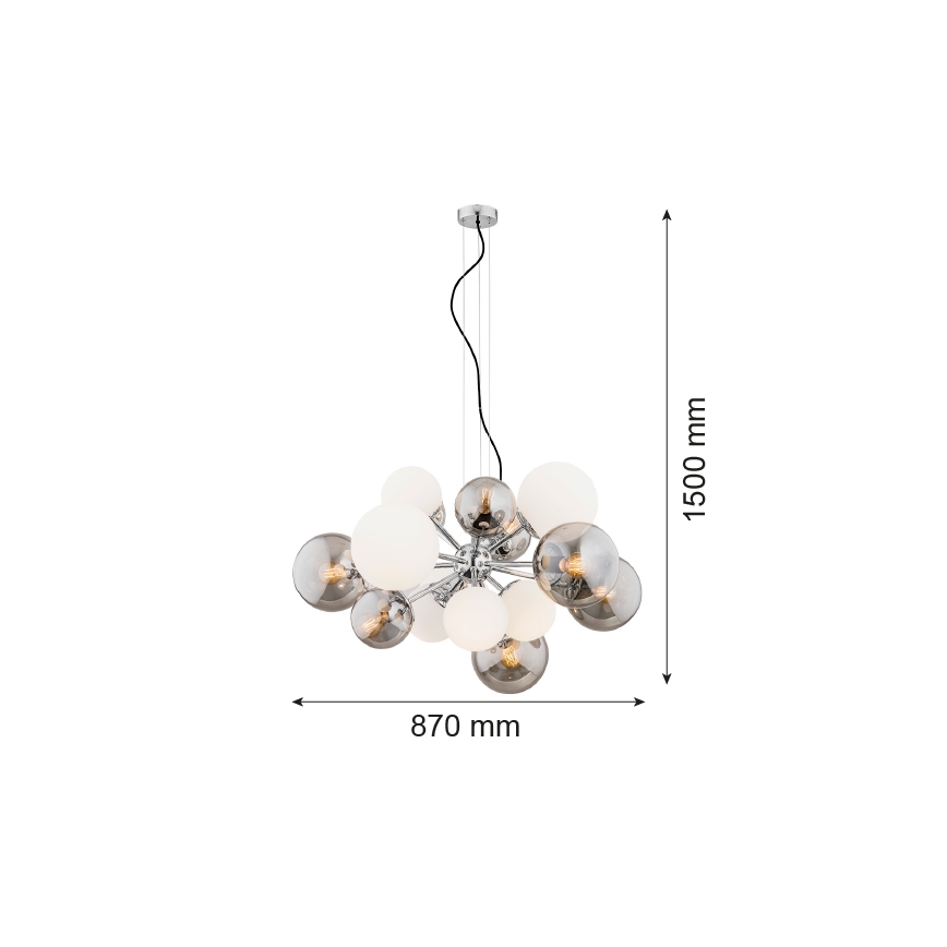 Argon 5020 - Hanglamp aan een koord SATELITE 15xE27/15W/230V glanzend chroom /wit