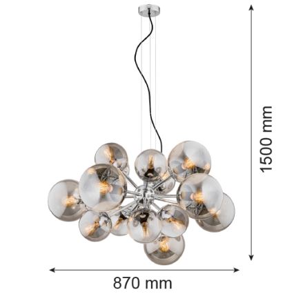 Argon 5022 - Hanglamp aan een koord SATELITE 15xE27/15W/230V glanzend chroom