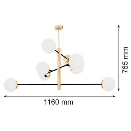 Argon 5041 - Hanglamp aan een paal CAMERON 8xE27/15W/230V messing/zwart