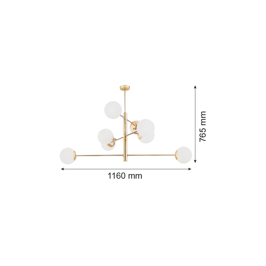Argon 5043 - Hanglamp aan een paal CAMERON 8xE27/15W/230V messing